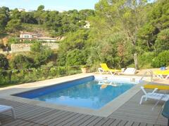Property Photo: Image showing private pool and view inland - does not show the sea view