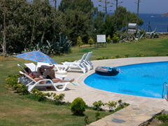 Property Photo: Communal pool, pool furniture included in rental