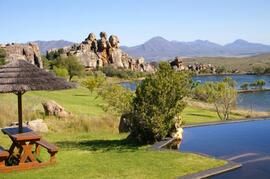 Property Photo: The rock pool with views of mountains and the valley